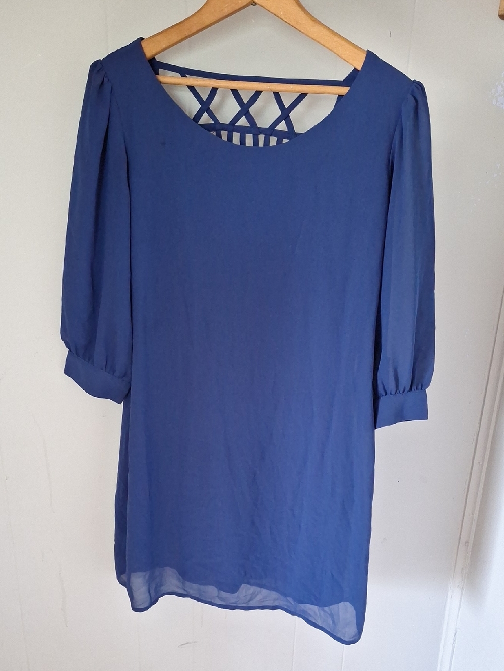Blue Shift Back-Strap Tunic Dress